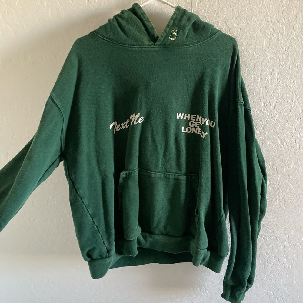 LONELY GHOST Green Hoodie Sweater